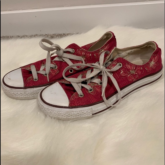 Converse All Star Low Tops Pink Floral Size 6 - Picture 3 of 7